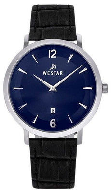 Westar Profile Leather Strap Blue Dial Quartz 50219stn104 Men's Watch