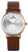 Westar Profile Brown Leather Strap Silver Dial Quartz 50221ppn627 Men's Watch