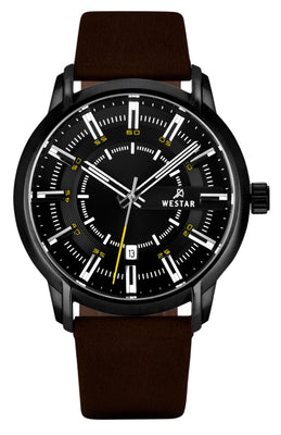 Westar Profile Leather Strap Black Dial Quartz 50228bbn523 Men's Watch