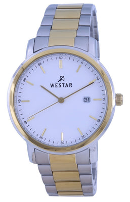 Westar White Dial Two Tone Stainless Steel Quartz 50243 Cbn 101 Men's Watch