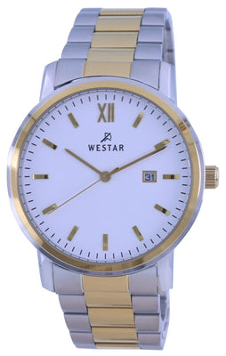Westar White Dial Two Tone Stainless Steel Quartz 50245 Cbn 101 Men's Watch
