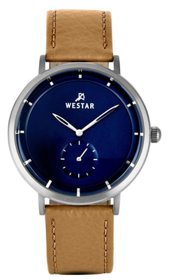 Westar Profile Leather Strap Blue Dial Quartz 50246stn184 Men's Watch