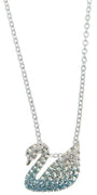 Swarovski Iconic Swan Rhodium Plated Necklace With Gradient Blue Crystal 5512094 For Women