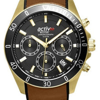 Westar Activ Chronograph Leather Strap Black Dial Quartz 90245gpn183 100m Men's Watch
