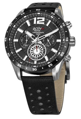 Westar Activ Chronograph Leather Strap Black Dial Quartz 90249sbn103 100m Men's Watch