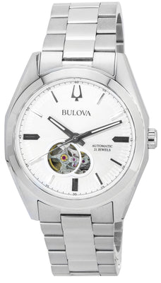 Bulova Surveyor Expansion Open Heart Silver Dial Automatic 96a274 Men's Watch