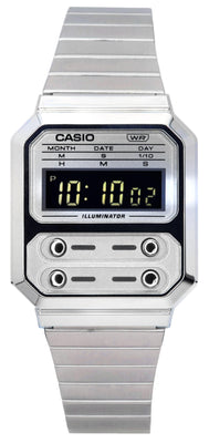 Casio Vintage Digital Stainless Steel Quartz A100we-7b A100we-7b Unisex Watch