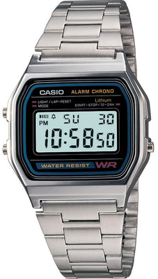 Casio Digital Stainless Steel Daily Alarm A158wa-1df A158wa-1 Men's Watch
