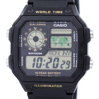Casio Youth Series Digital World Time Ae-1200wh-1bvdf Ae-1200wh-1bv Men's Watch