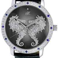 Adee Kaye Seahorsee Collection Crystal Accents Black Dial Quartz Ak2002-lbu Women's Watch