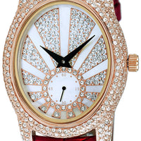 Adee Kaye Sunray Collection Crystal Accents Rose Tone Mother Of Pearl Dial Quartz Ak2003-lrg Women's Watch