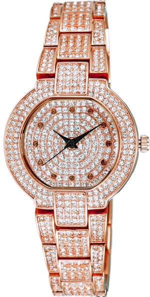 Adee Kaye Astonish Collection Crystal Accents Rose Gold Dial Quartz Ak2005-lrg Women's Watch