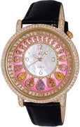 Adee Kaye Tear Drop Collection Crystal Accents Pink And White Mother Of Pearl Dial Quartz Ak2112-lrg Women's Watch