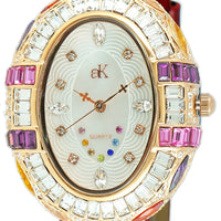 Adee Kaye Crown Collection Crystal Accents White Mother Of Pearl Dial Quartz Ak2113-lrg Women's Watch