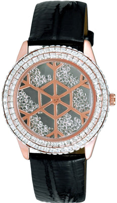 Adee Kaye Snowflakes Collection Crystal Accents Grey Dial Quartz Ak2115-lrg Women's Watch