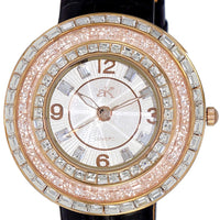 Adee Kaye Facceta Collection Crystal Accents White Mother Of Pearl Dial Quartz Ak2116-lwt Women's Watch