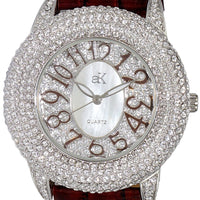 Adee Kaye Bello Collection Crystal Accents White Mother Of Pearl Dial Quartz Ak2117-lbn Women's Watch