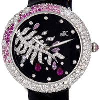 Adee Kaye Majestic Collection Crystal Accents Black Dial Quartz Ak2118-l Women's Watch