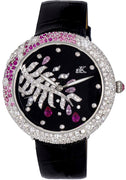 Adee Kaye Majestic Collection Crystal Accents Black Dial Quartz Ak2118-l Women's Watch