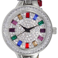 Adee Kaye Gems Collection Crystal Accents Multi-color Austrian Stone Dial Quartz Ak2522-lcrd Women's Watch