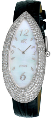 Adee Kaye Pear Collection Crystal Accents White Mother Of Pearl Dial Quartz Ak2527-l Women's Watch