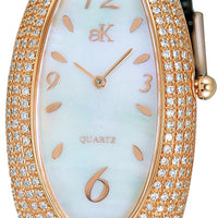 Adee Kaye Pear Collection Crystal Accents White Mother Of Pearl Dial Quartz Ak2527-lrg Women's Watch