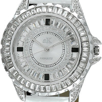 Adee Kaye Mondo G-3 Collection Crystal Accents Silver Brass Rhodium Plated Dial Quartz Ak2727-s Women's Watch