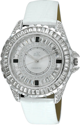 Adee Kaye Mondo G-3 Collection Crystal Accents Silver Brass Rhodium Plated Dial Quartz Ak2727-s Women's Watch