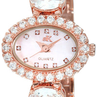 Adee Kaye Fancy Collection Crystal Accents Mother Of Pearl Dial Quartz Ak2730-r Women's Watch