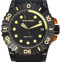 Emporio Armani Aqua Black Polyurethane Strap Black Dial Quartz Diver's Ar11539 200m Men's Watch
