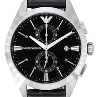 Emporio Armani Claudio Chronograph Black Leather Strap Black Dial Quartz Ar11542 Men's Watch