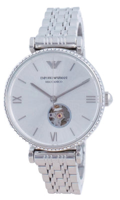 Emporio Armani Gianni T-bar Open Heart Diamond Accents Automatic Ar60022 Women's Watch