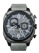 Avi-8 Hawker Hunter Retrograde Chronograph Sea Grey Dial Quartz Av-4052-03 Men's Watch