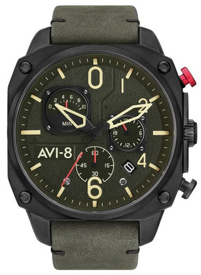 Avi-8 Hawker Hunter Deep Green Retrograde Chronograph Quartz Av-4052-08 Men's Watch