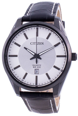 Citizen Silver Dial Leather Strap Quartz Bi1035-09a 100m Men's Watch