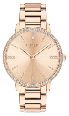 Coach Audrey Crystal Accents Rose Gold Tone Stainless Steel Quartz 14503479 Women's Watch