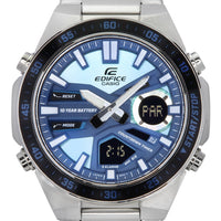 Casio Edifice Analog Digital Stainless Steel Blue Dial Quartz Efv-c110d-2b 100m Men's Watch