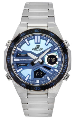 Casio Edifice Analog Digital Stainless Steel Blue Dial Quartz Efv-c110d-2b 100m Men's Watch