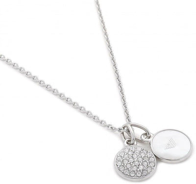 Emporio Armani Cubic Zirconia Stainless Steel Mother Of Pearl Necklace Egs2156040 For Women