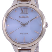 Citizen White Dial Rose Gold Tone Stainless Steel Eco-drive Em0553-85a Women's Watch