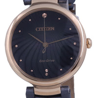 Citizen Black Dial Gold Tone Stainless Steel Eco-drive Em0853-14h Women's Watch