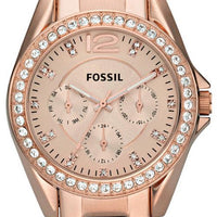 Fossil Riley Multifunction Crystal Rose Gold Es2811 Women's Watch