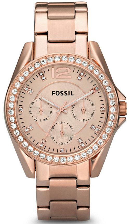 Fossil Riley Multifunction Crystal Rose Gold Es2811 Women's Watch