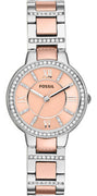 Fossil Virginia Rose Dial Crystal Two-tone Es3405 Women's Watch