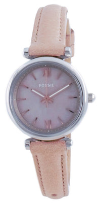 Fossil Carlie Mini Mother Of Pearl Dial Leather Quartz Es4530 Women's Watch