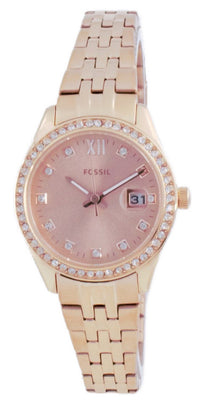 Fossil Scarlette Micro Diamond Accents Rose Gold Quartz Es5038 Women's Watch