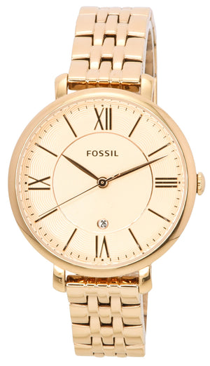 Fossil Jacqueline Stainless Steel Rose Gold Tone Dial Quartz Es5252set Women's Watch With Gift Set