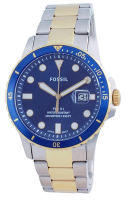 Fossil Fb-01 Blue Dial Stainless Steel Quartz Fs5742 100m Men's Watch