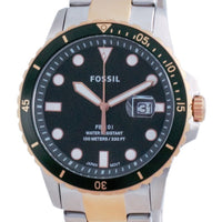 Fossil Fb-01 Green Dial Stainless Steel Quartz Fs5743 100m Men's Watch