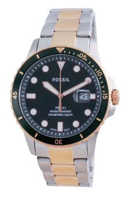 Fossil Fb-01 Green Dial Stainless Steel Quartz Fs5743 100m Men's Watch